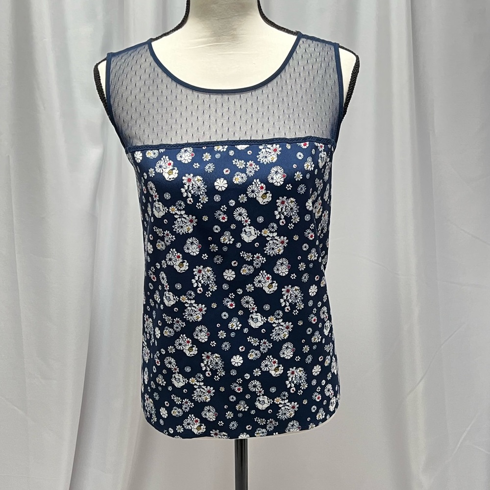 Jason Wu for Target Blue Floral Illusion Neck Tank Top - size Large